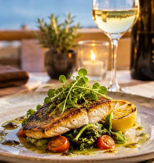 Mat och restaurang – måltid vid havet